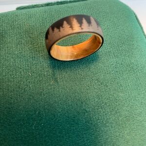 Men’s wedding Forest Design Ring wood inside